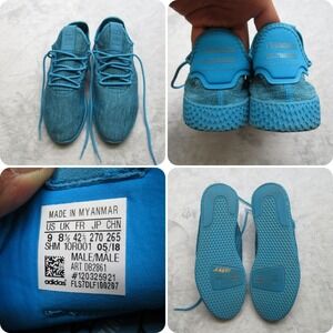 Adidas Sneakers Mens 9‎ Blue Pelvis Pharrell Williams Tennis HU Lace Up Athletic